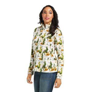 Ariat Tek 1/4 Zip Sweatshirt Desert Cactus Print Fleece Jacket S Western Cowgirl